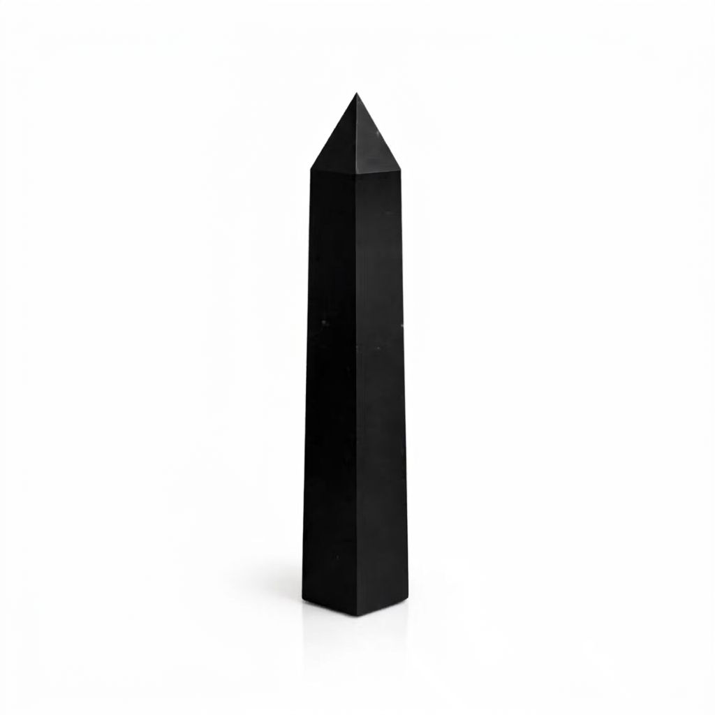Black Tourmaline Gemstone Six Face Obelisk Point approx 17cm