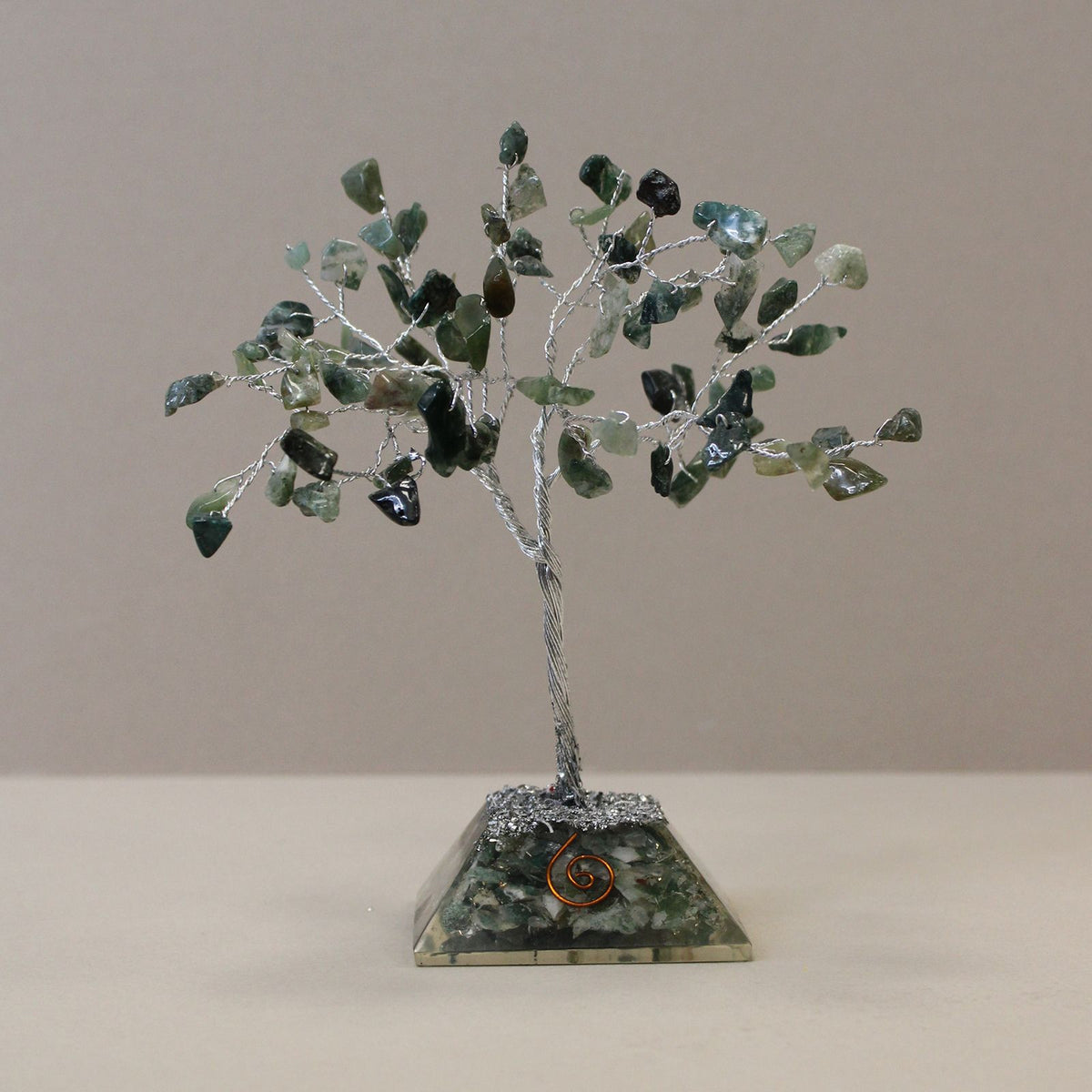 Moss Agate Gemstone Tree with Organite Base - 80 Stone