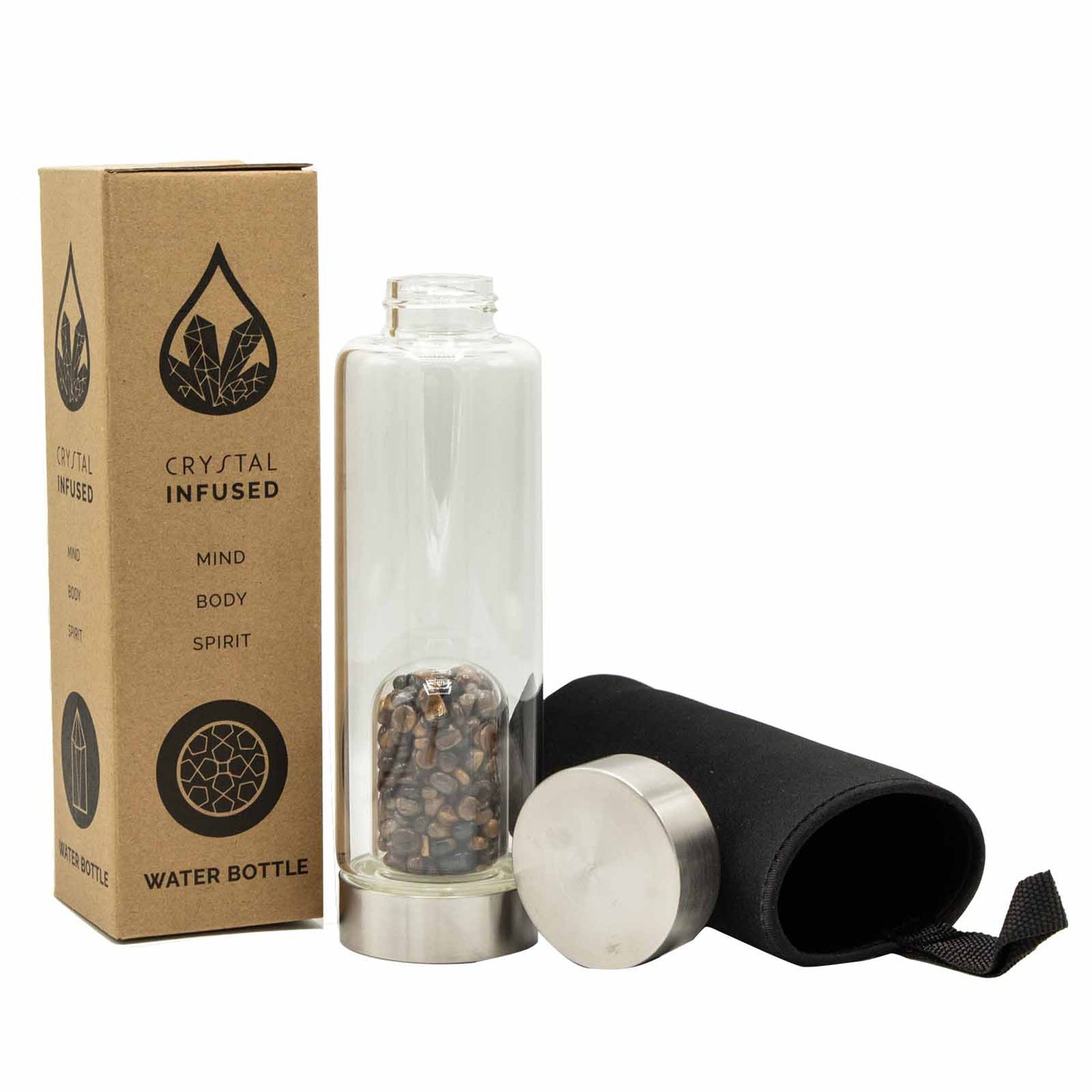 Crystal Infused Glass Water Bottle - 500ml