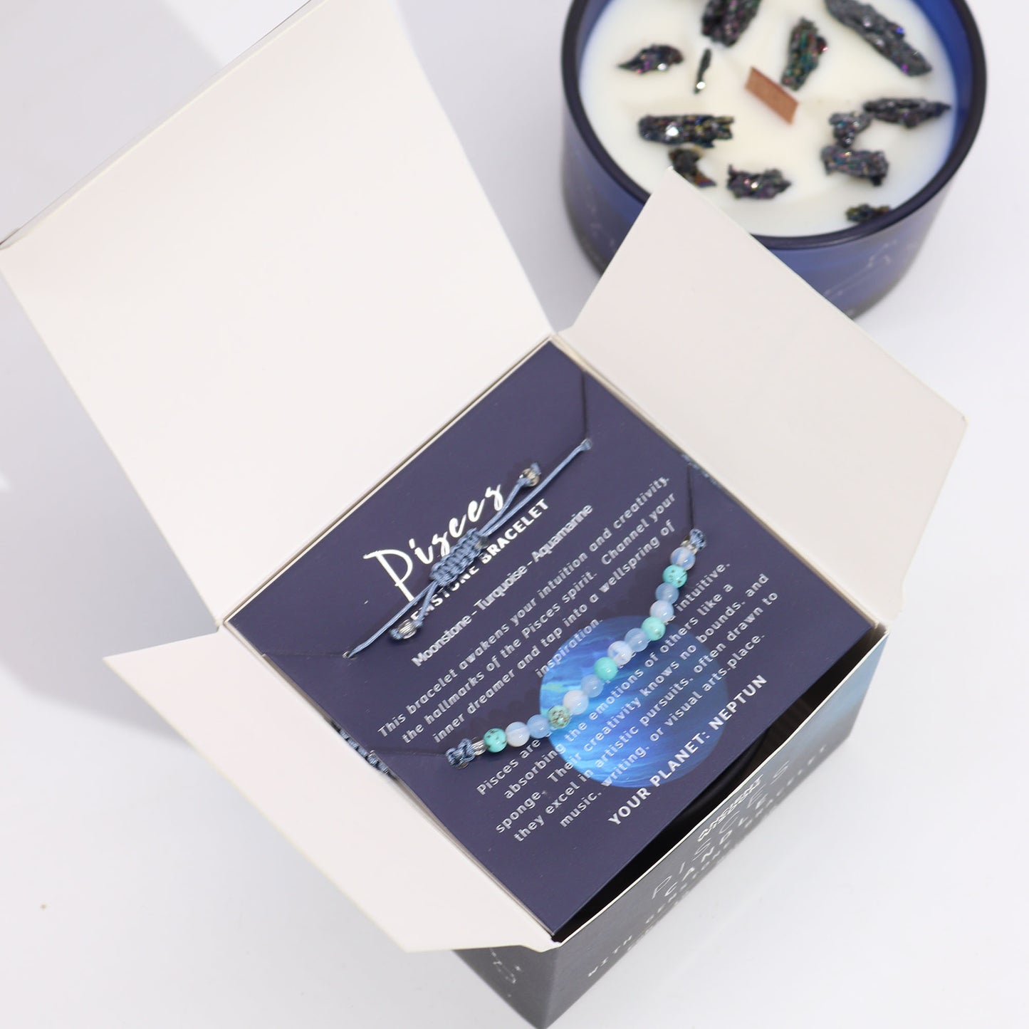 Zodiac Crystal Candles with Gemstone Bracelet