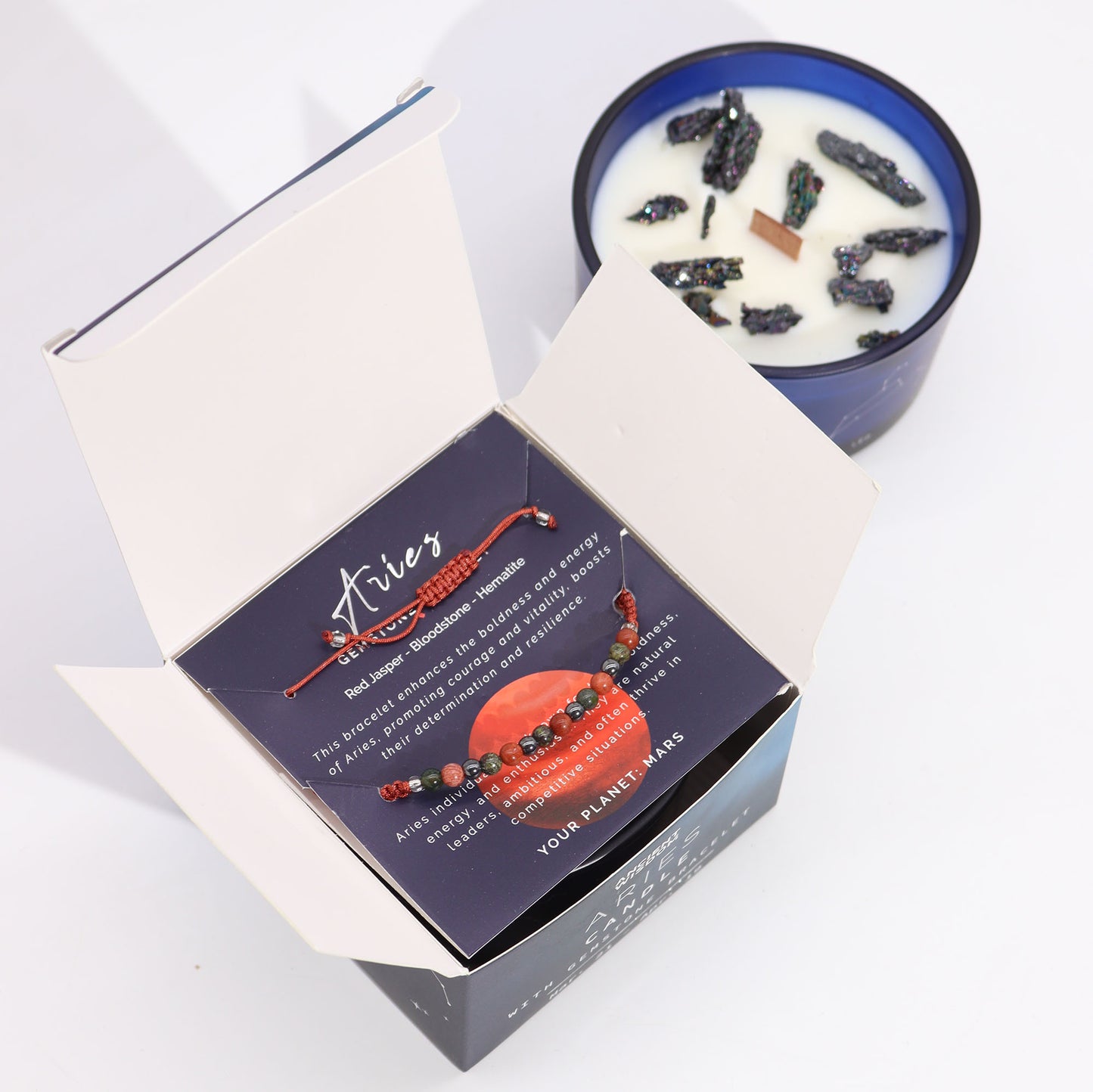 Zodiac Crystal Candles with Gemstone Bracelet