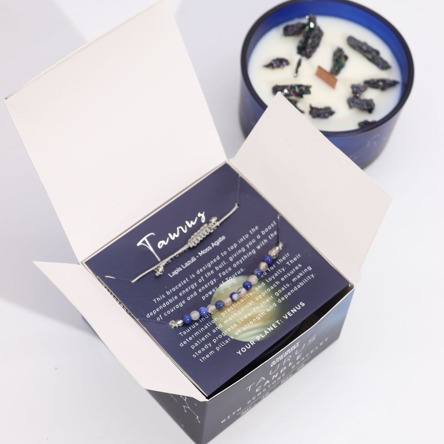 Zodiac Crystal Candles with Gemstone Bracelet