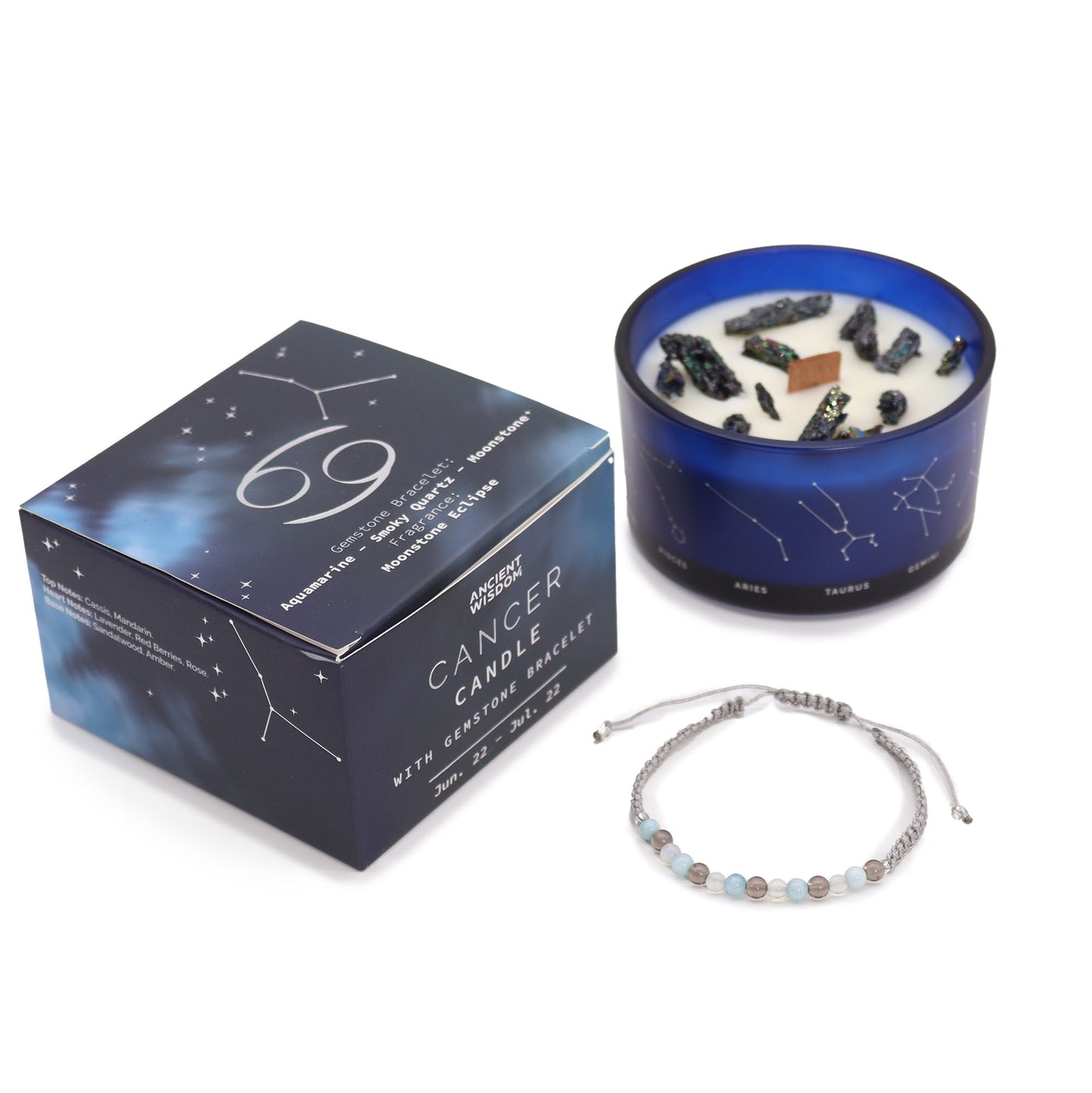 Zodiac Crystal Candles with Gemstone Bracelet