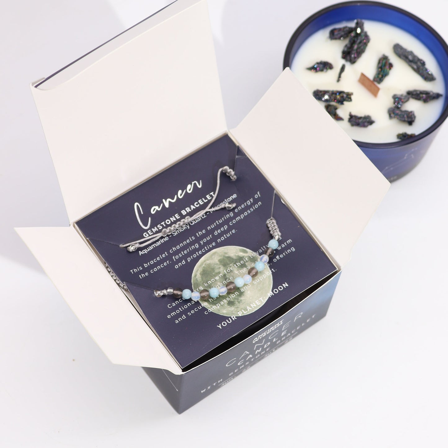 Zodiac Crystal Candles with Gemstone Bracelet
