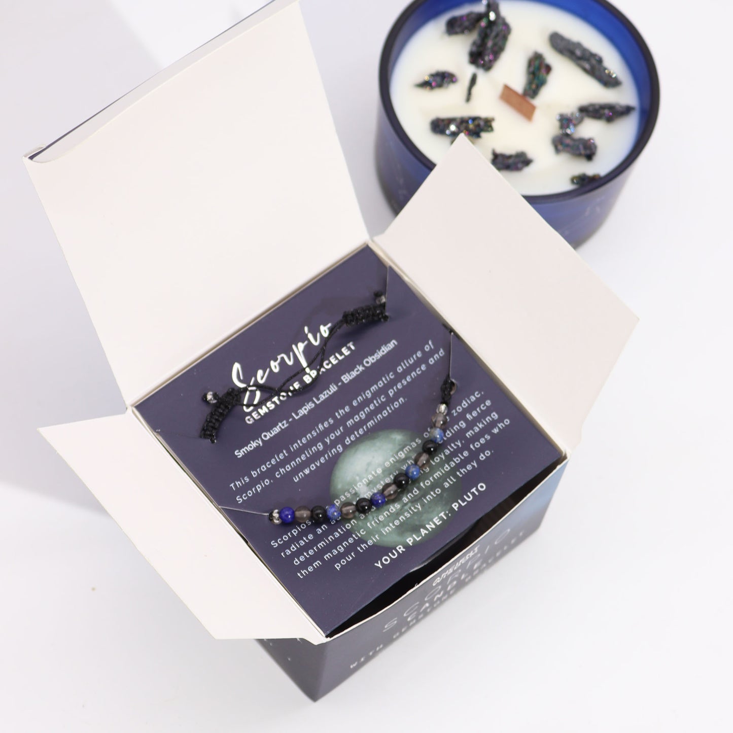 Zodiac Crystal Candles with Gemstone Bracelet