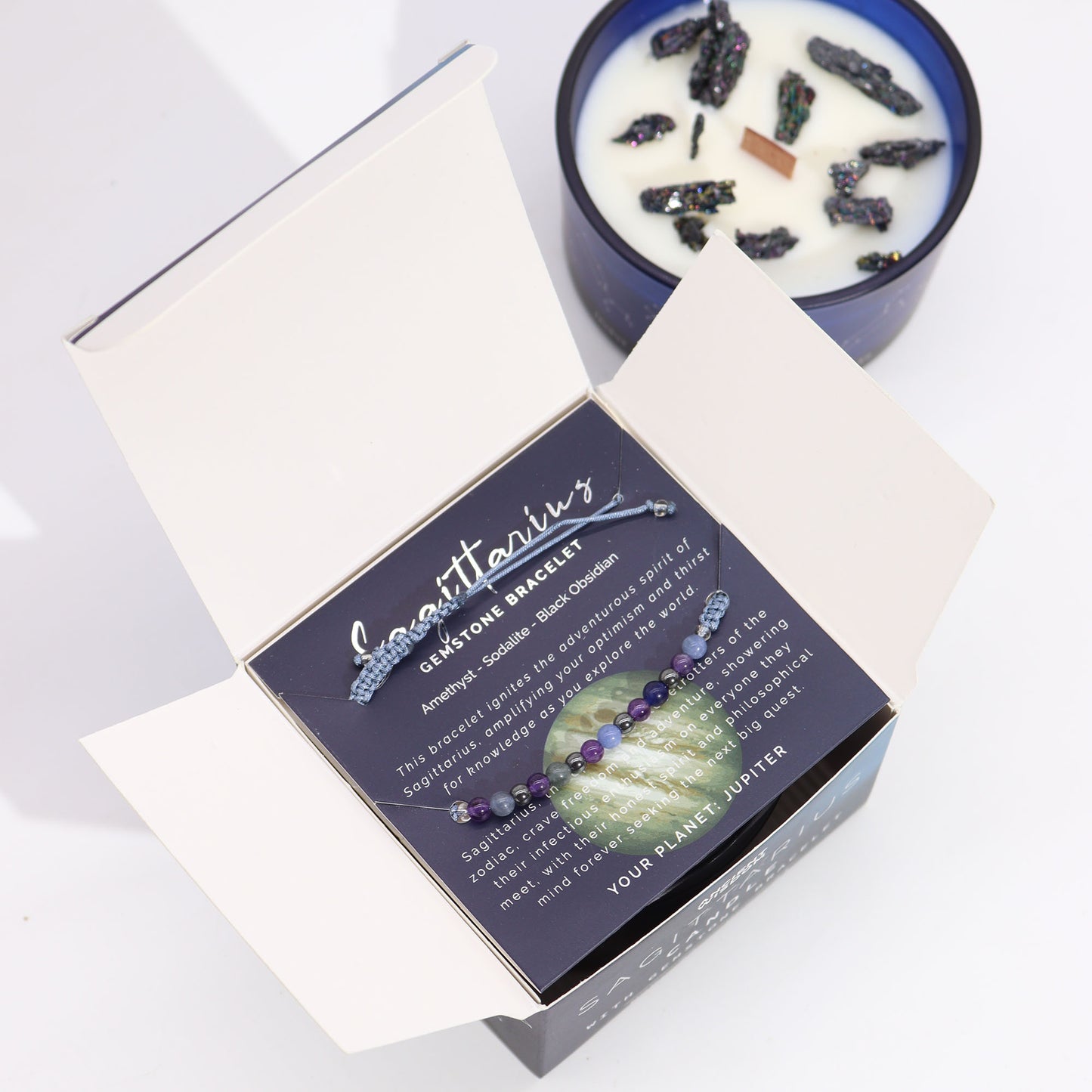 Zodiac Crystal Candles with Gemstone Bracelet