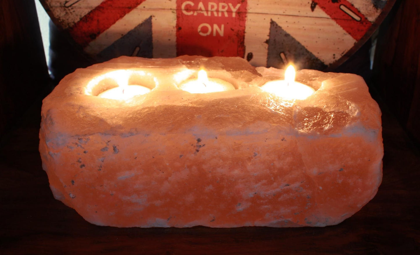 Natural Himalayan Salt Candle Holder - 3 holes