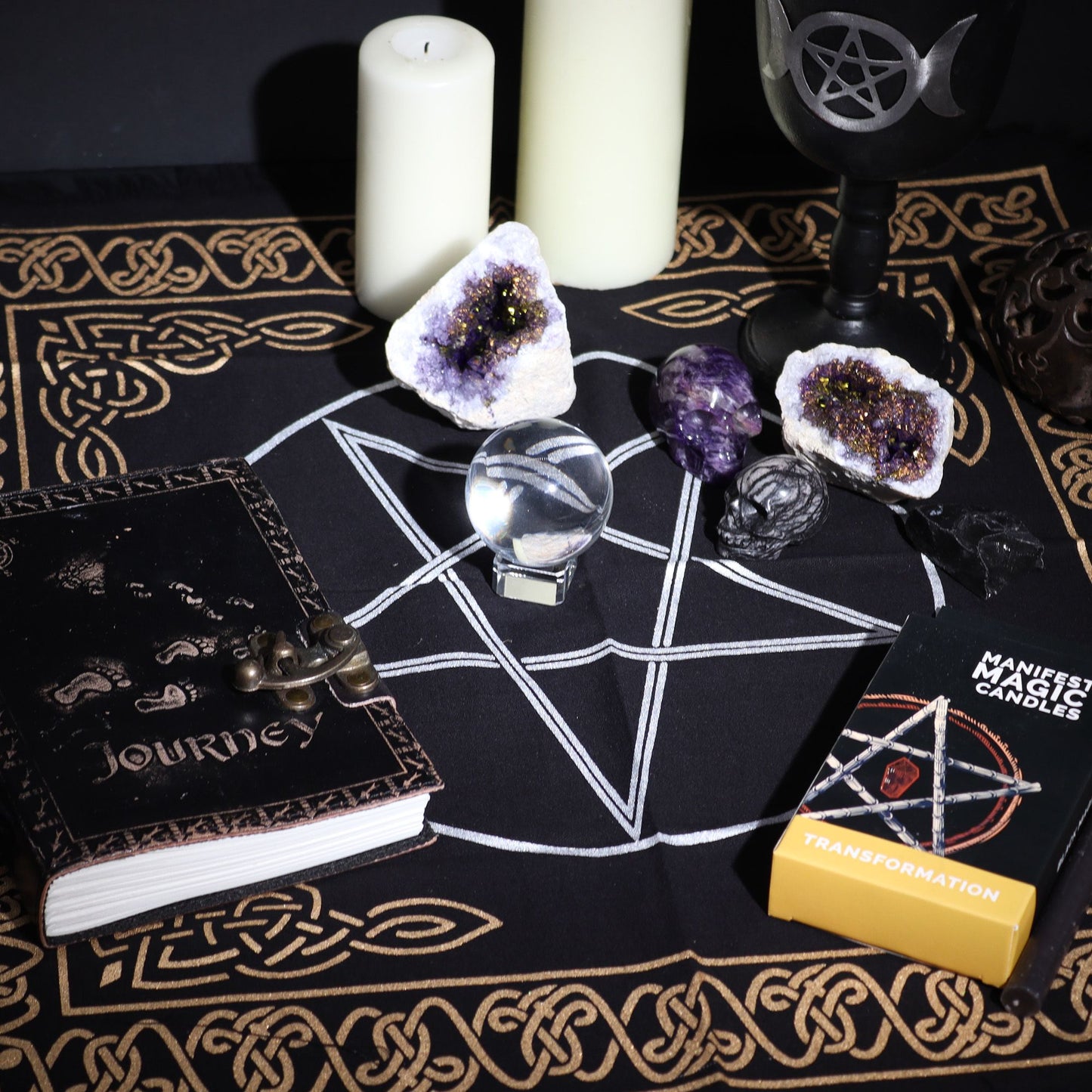 Esoteric Fringed Altar Cloth -  Pentagram