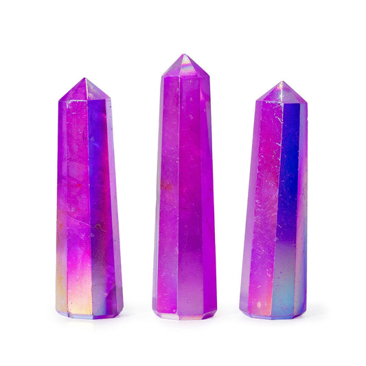 Purple Aurura Crystal Quartz - Gemstone Obelisk Point approx 9cm