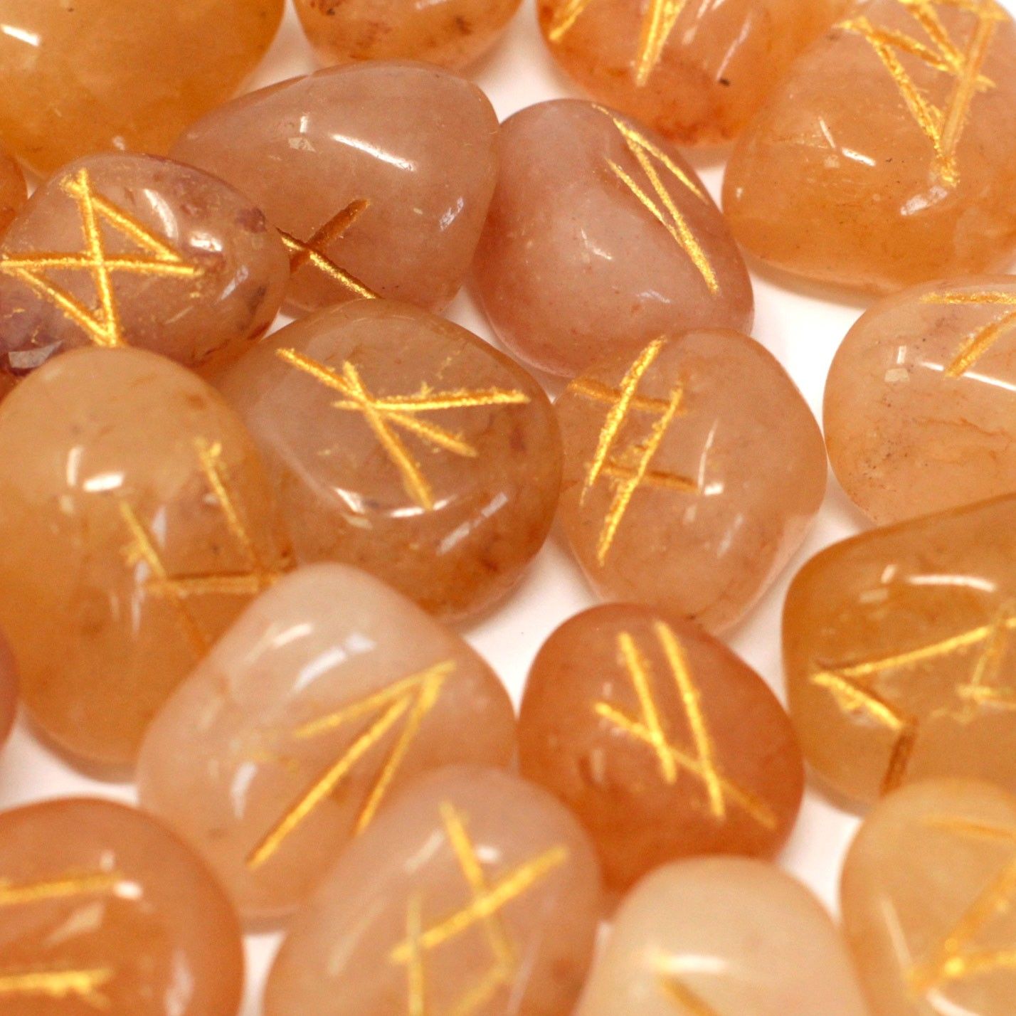 Yellow Aventurine Runes Stone Set in Pouch