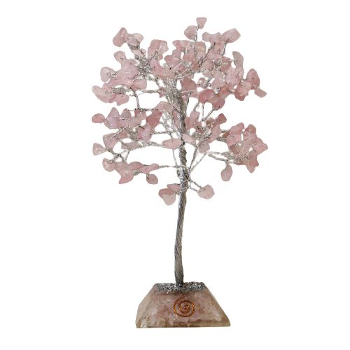 Rose Quartz Gemstone Tree with Organite Base - 160 Stones