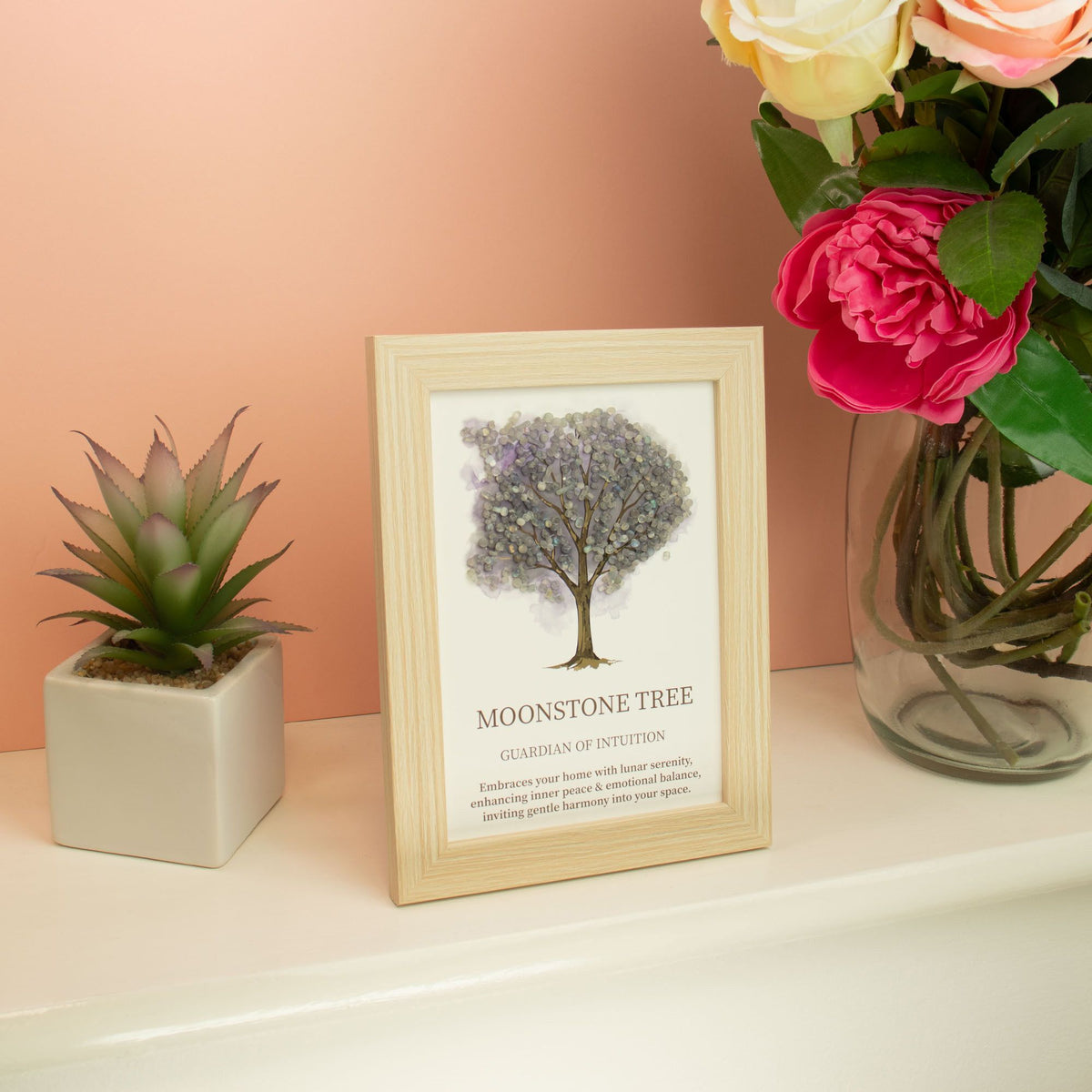 Moonstone Gemstone Picture - Tree of Life - (20x14.7x1cm) - Guardian of Intuition