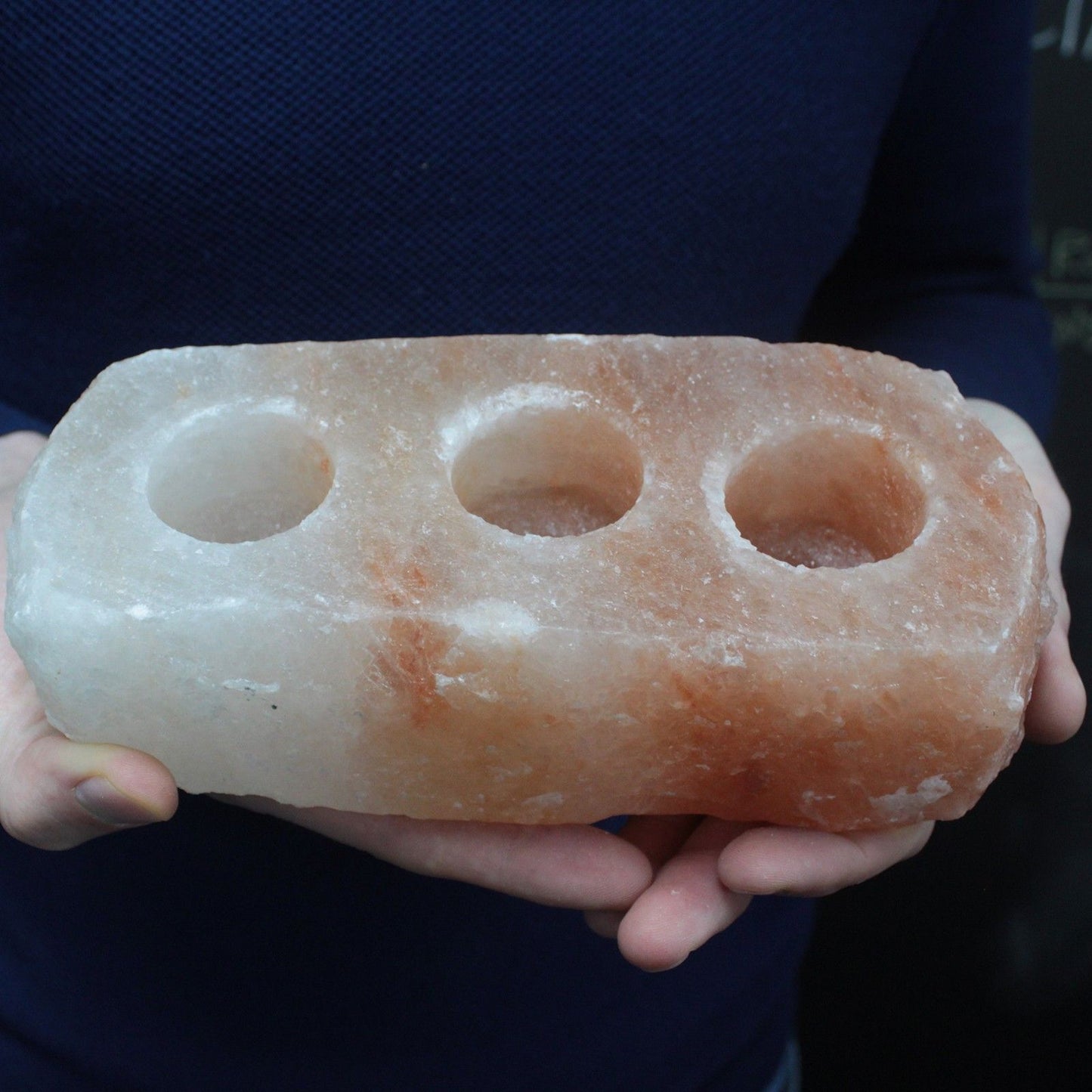 Natural Himalayan Salt Candle Holder - 3 holes