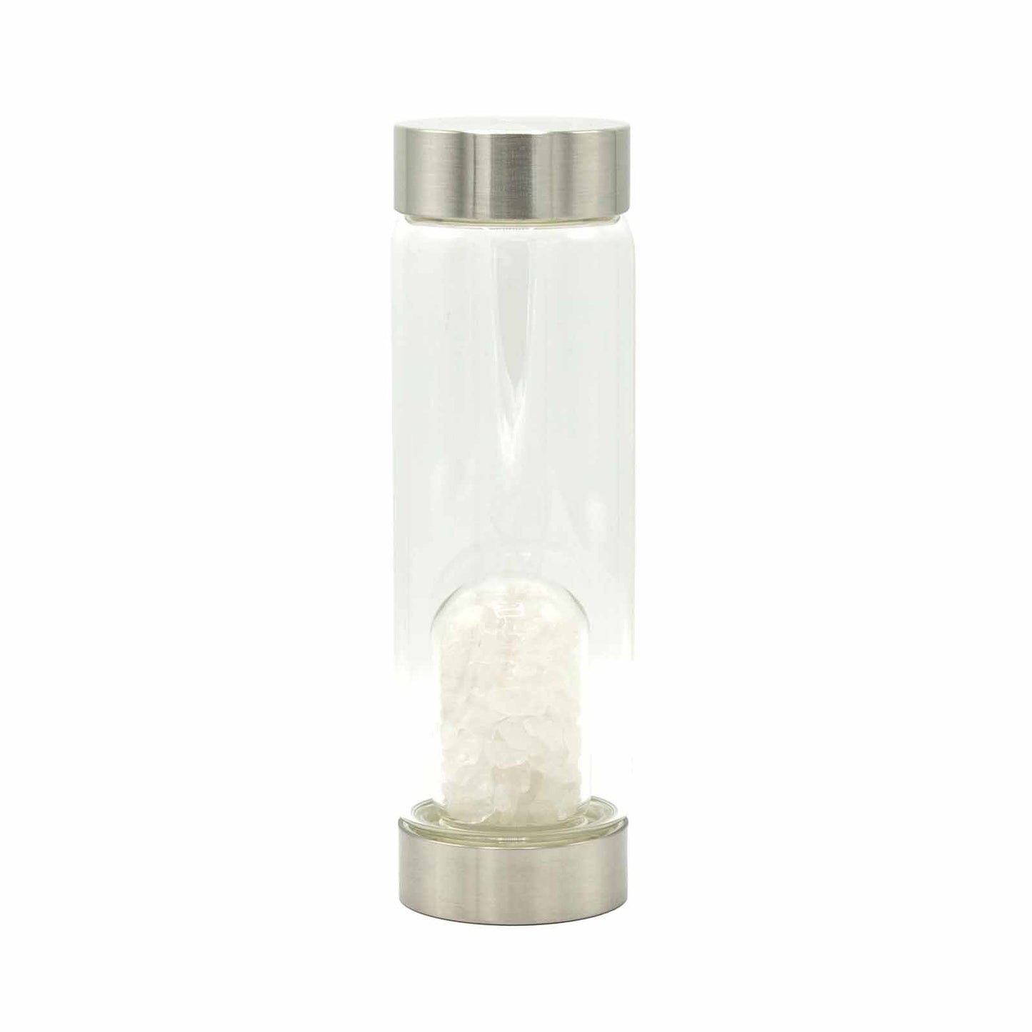 Clear Quartz - Cleansing - Crystal Infused Glass Water Bottle