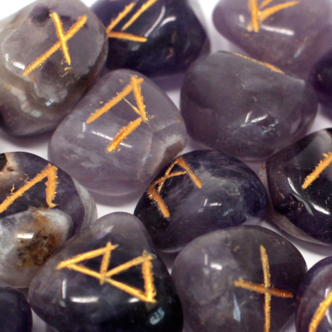 Amethyst Runes Stone Set in Pouch