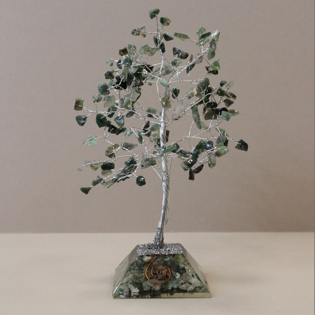 Moss Agate Gemstone Tree with Organite Base - 160 Stone