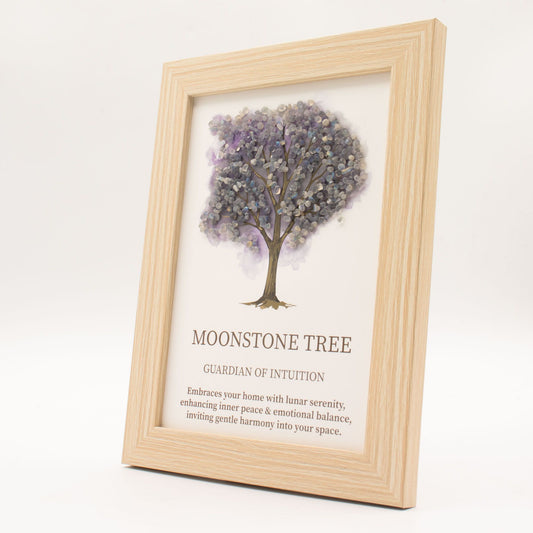 Moonstone Gemstone Picture - Tree of Life - (20x14.7x1cm) - Guardian of Intuition