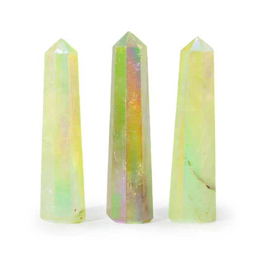9cm - Aurura Crystal Quartz - Pale Green Gemstone Obelisk Point