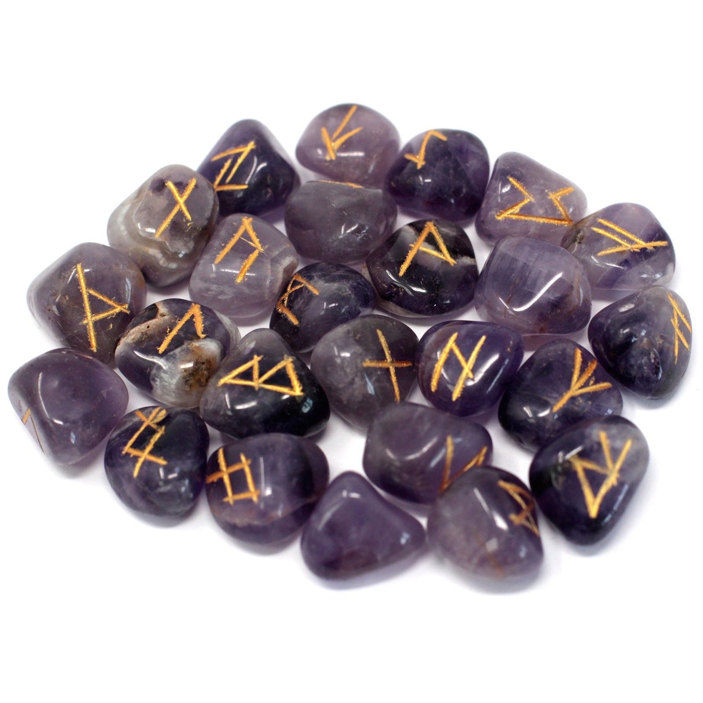 Amethyst Runes Stone Set in Pouch