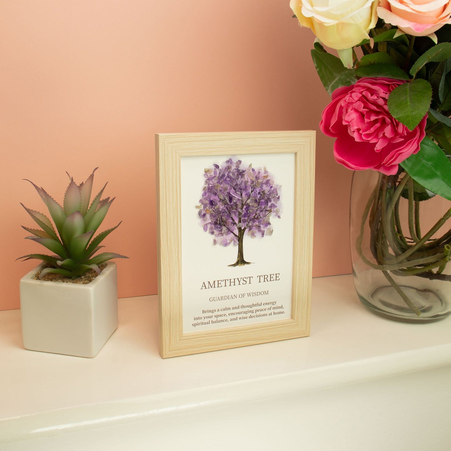 Amethyst Gemstone Picture - Tree of Life - (20x14.7x1cm) - Guardian of Wisdom