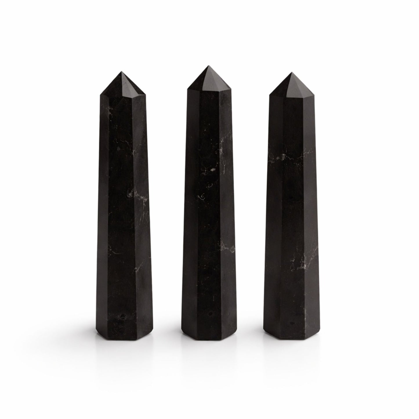 Black Tourmaline Gemstone Six Face Obelisk Point approx 11cm