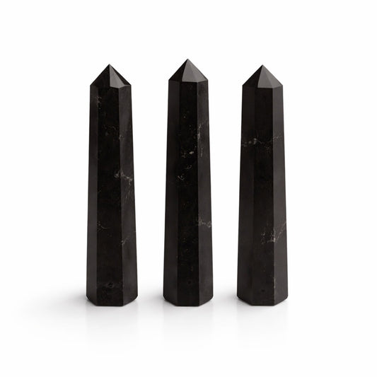 Black Tourmaline Gemstone Six Face Obelisk Point approx 11cm