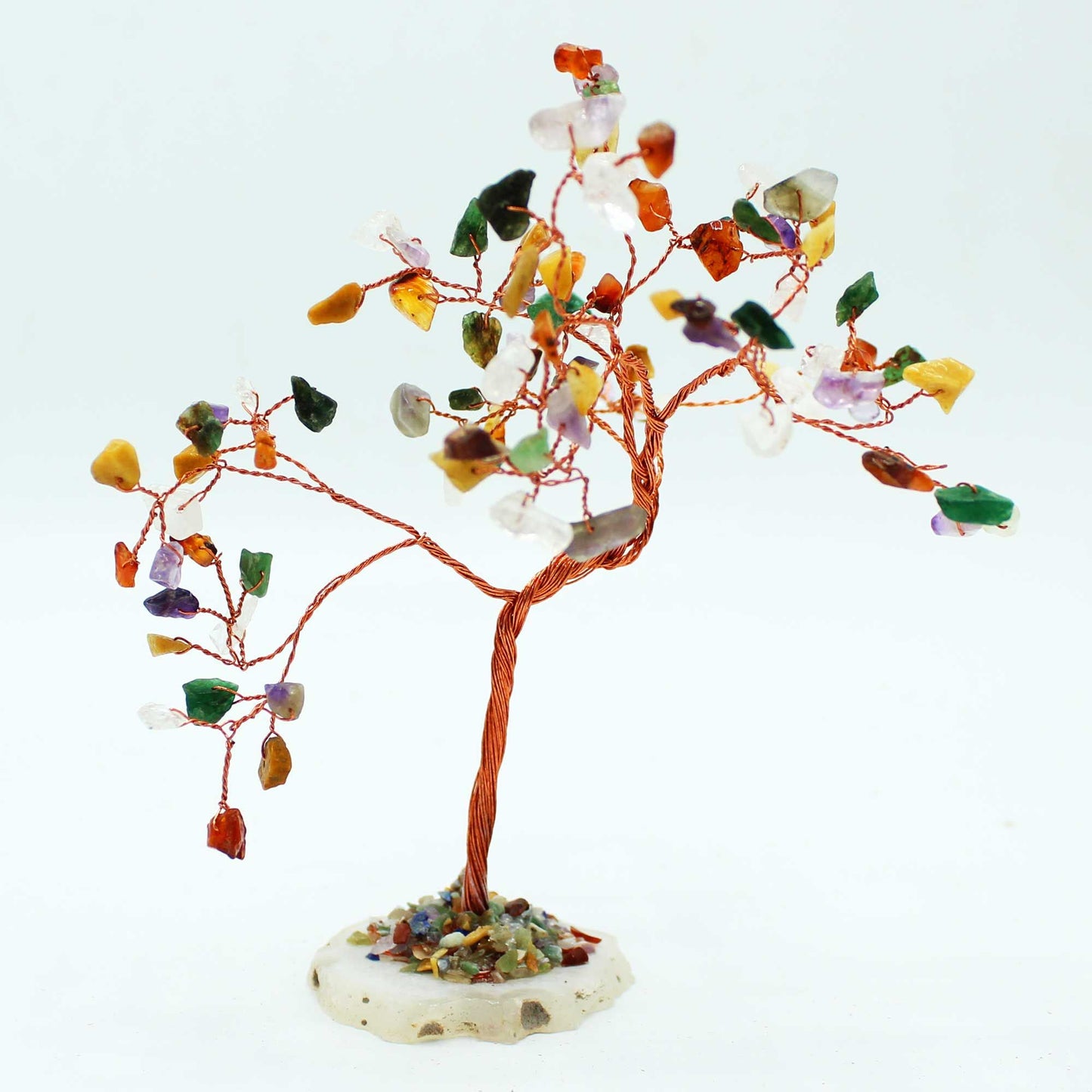 Multi Stones Lrg Gemstone Tree - Natural Agate Base (100 stones)
