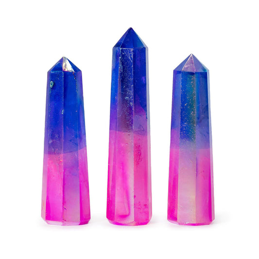 9cm Aurura Crystal Quartz - Pink & Blue Gemstone Obelisk Point