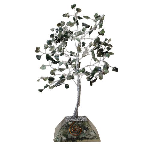 Moss Agate Gemstone Tree with Organite Base - 160 Stones
