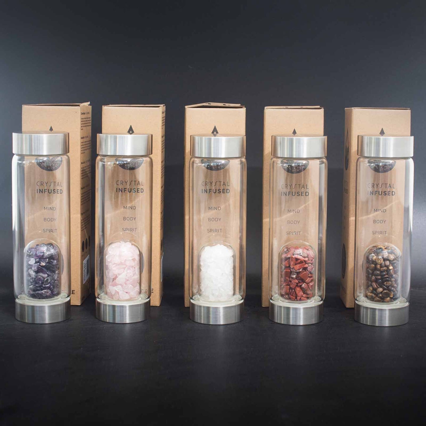 Red Jasper - Invigoration - Crystal Infused 500ml Glass Water Bottle