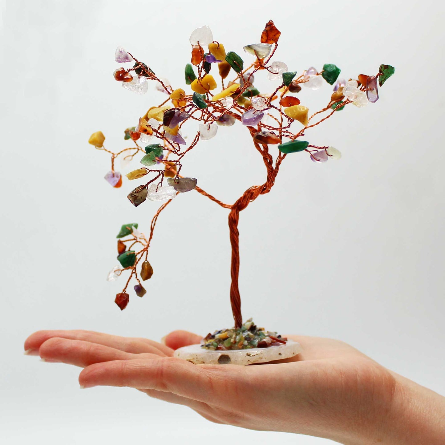 Multi Stones Lrg Gemstone Tree - Natural Agate Base (100 stones)