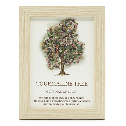 Tourmaline Gemstone Picture - Tree of Life (20x14.7x1cm) - Guardian of Luck