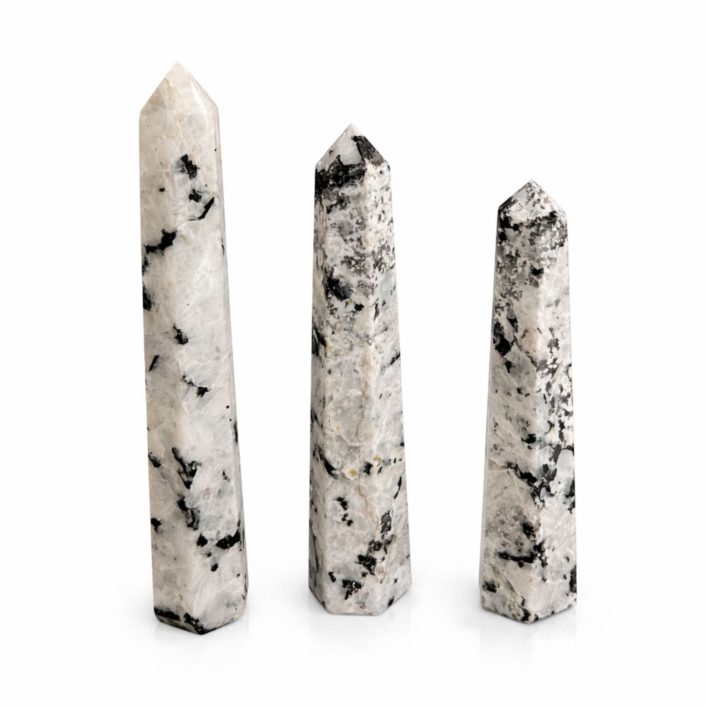 Rainbow Moonstone Gemstone Six Face Obelisk Point approx 17cm