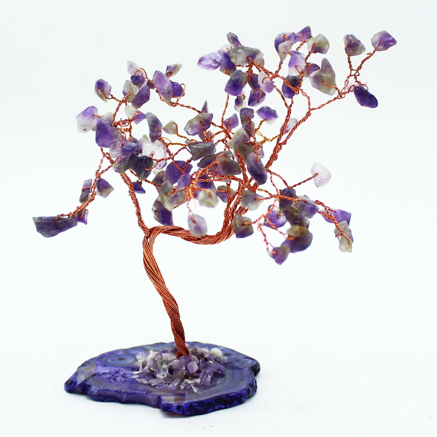 Amethyst Lrg Gemstone Tree - Natural Agate Base (100 stones)