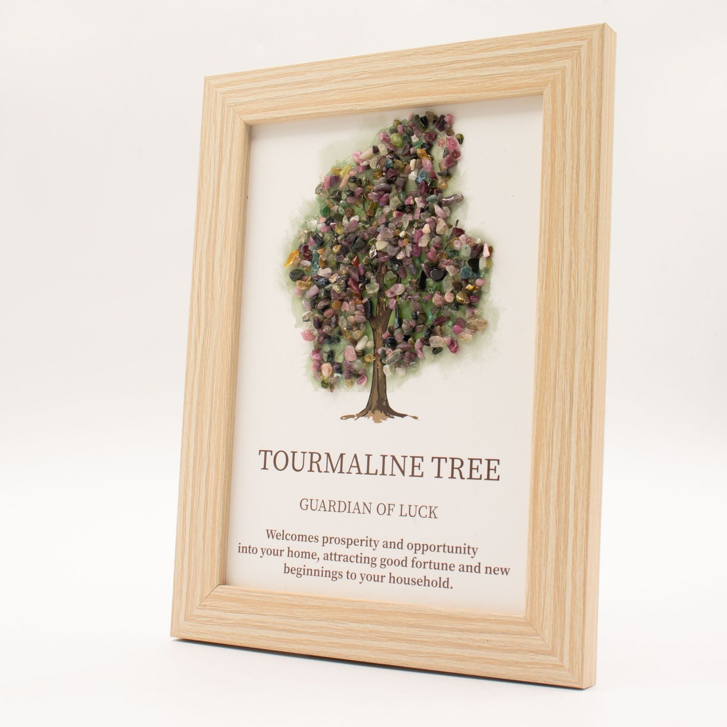Tourmaline Gemstone Picture - Tree of Life (20x14.7x1cm) - Guardian of Luck