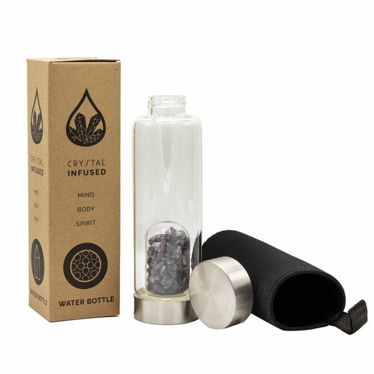 Amethyst - Relaxtion - Crystal Infused 500ml Glass Water Bottle