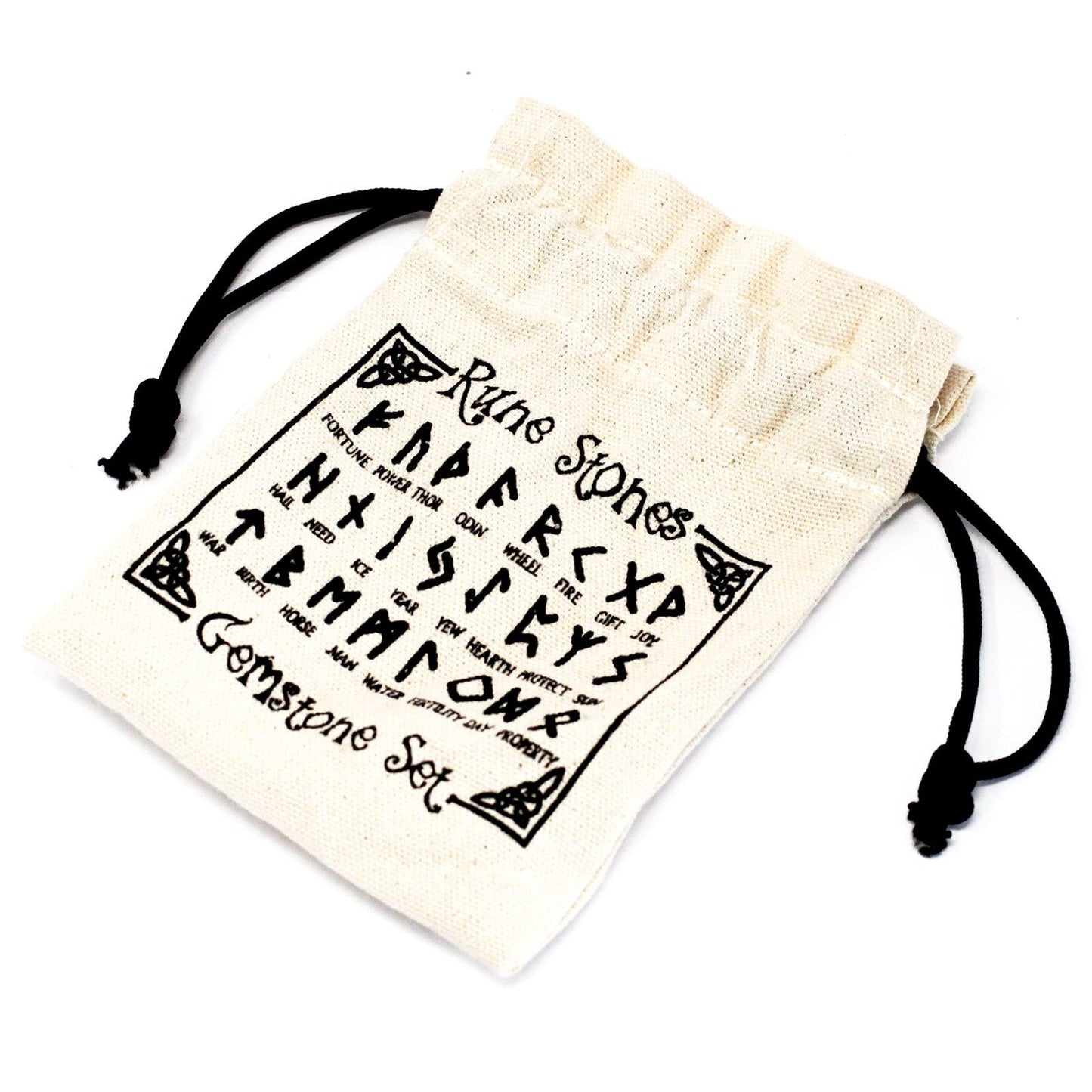 Rose Quartz Runes Stone Set in Pouch
