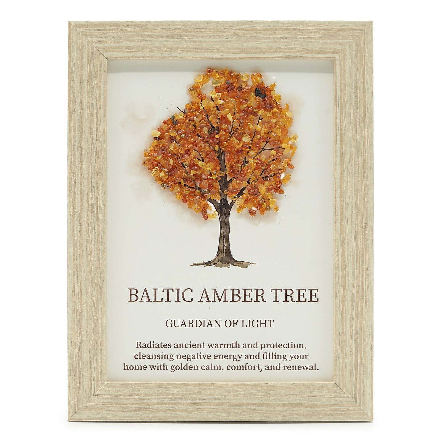 Baltic Amber Gemstone Picture - Tree of Life - (20x14.7x1cm) - Guardian of Light