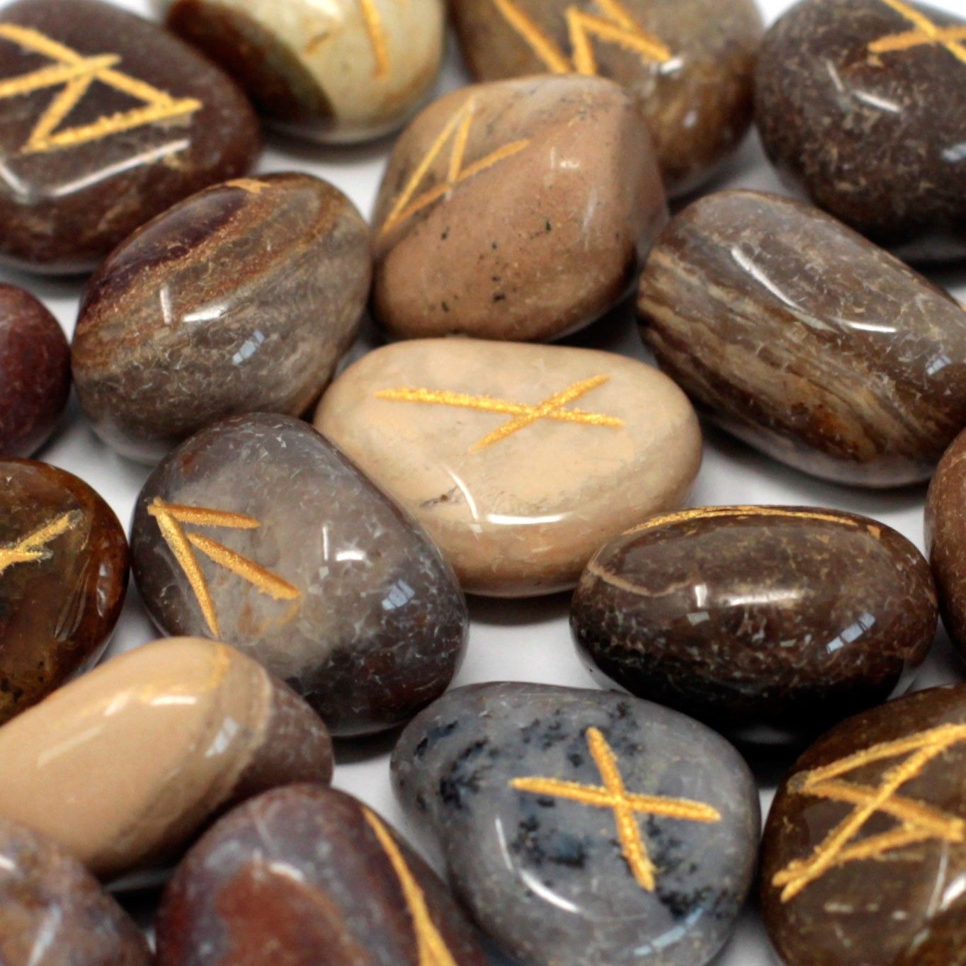 Fancy Jasper Runes Stone Set in Pouch
