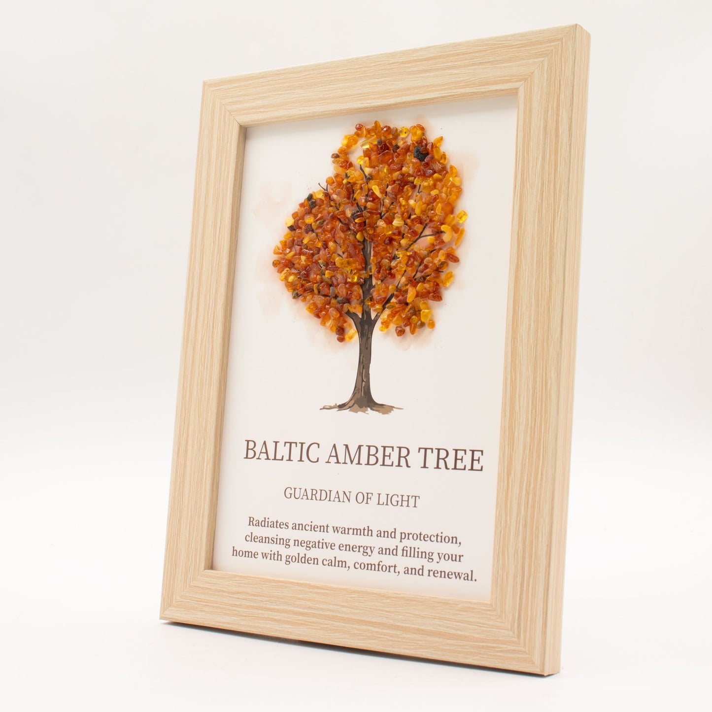 Baltic Amber Gemstone Picture - Tree of Life - (20x14.7x1cm) - Guardian of Light