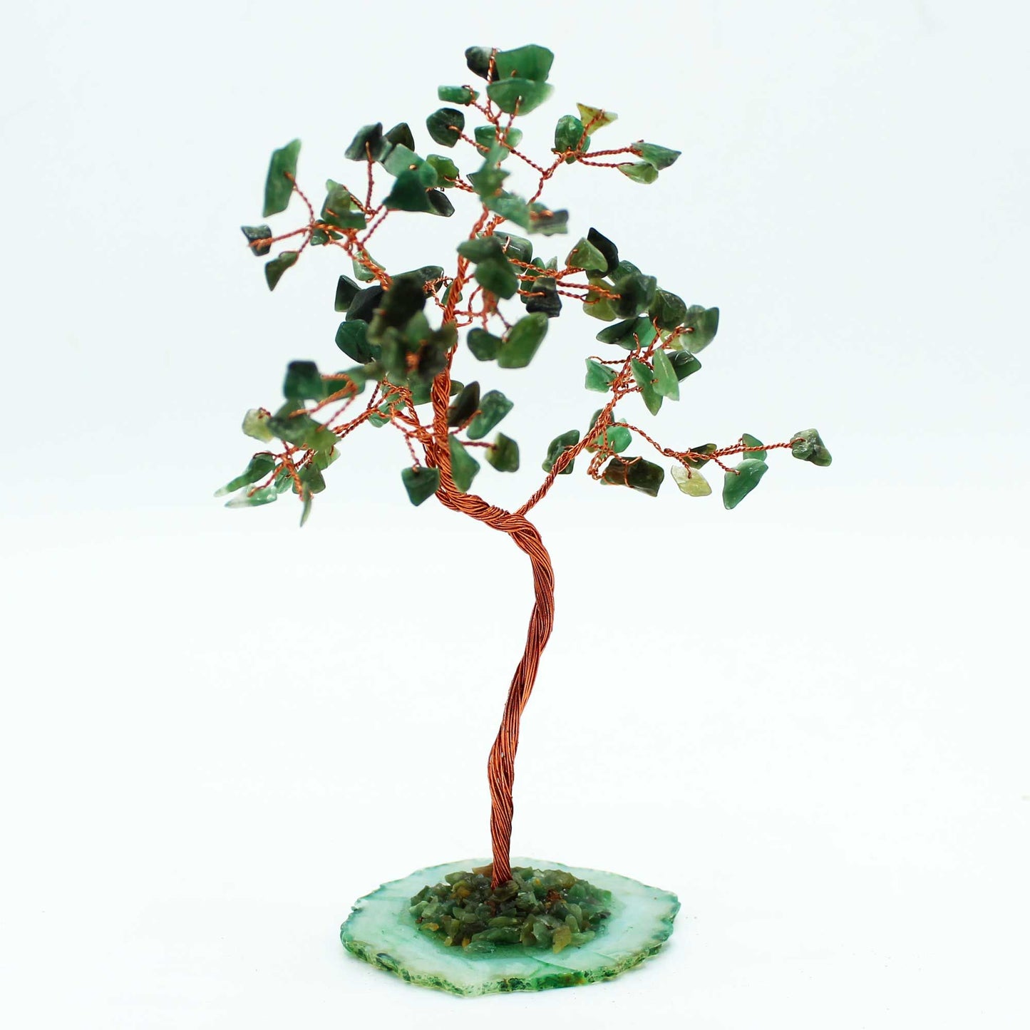 Green Aventurine Lrg Gemstone Tree - Green Agate Base (100 stones)