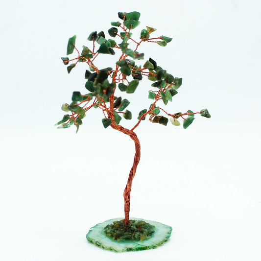 Green Aventurine Lrg Gemstone Tree - Green Agate Base (100 stones)