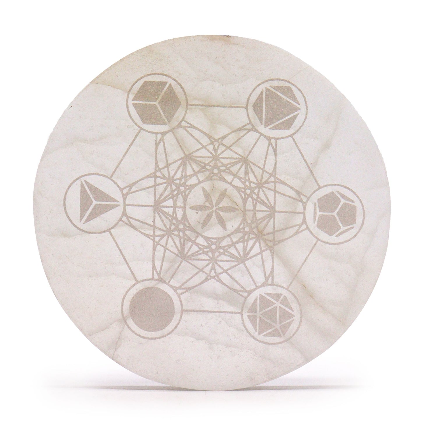 Large Selenite Charging Plate 18cm - Sacred Geometry