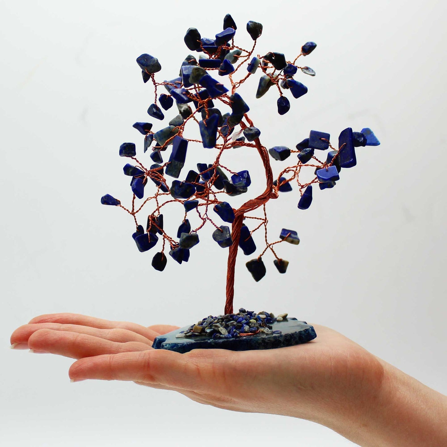 Sodalite Large Gemstone Tree - Blue Agate Base (100 stones)