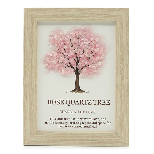 Rose Quartz Gemstone Picture - Tree of Life - (20x14.7x1cm) - Guardian of Love