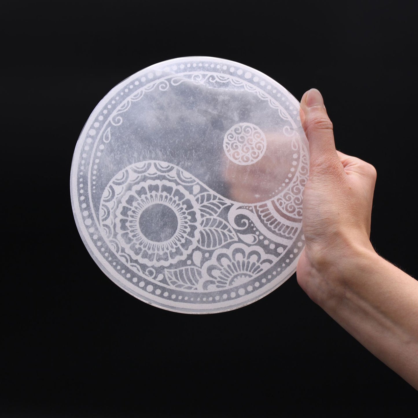 Large Selenite Charging Plate 18cm - Yin Yang