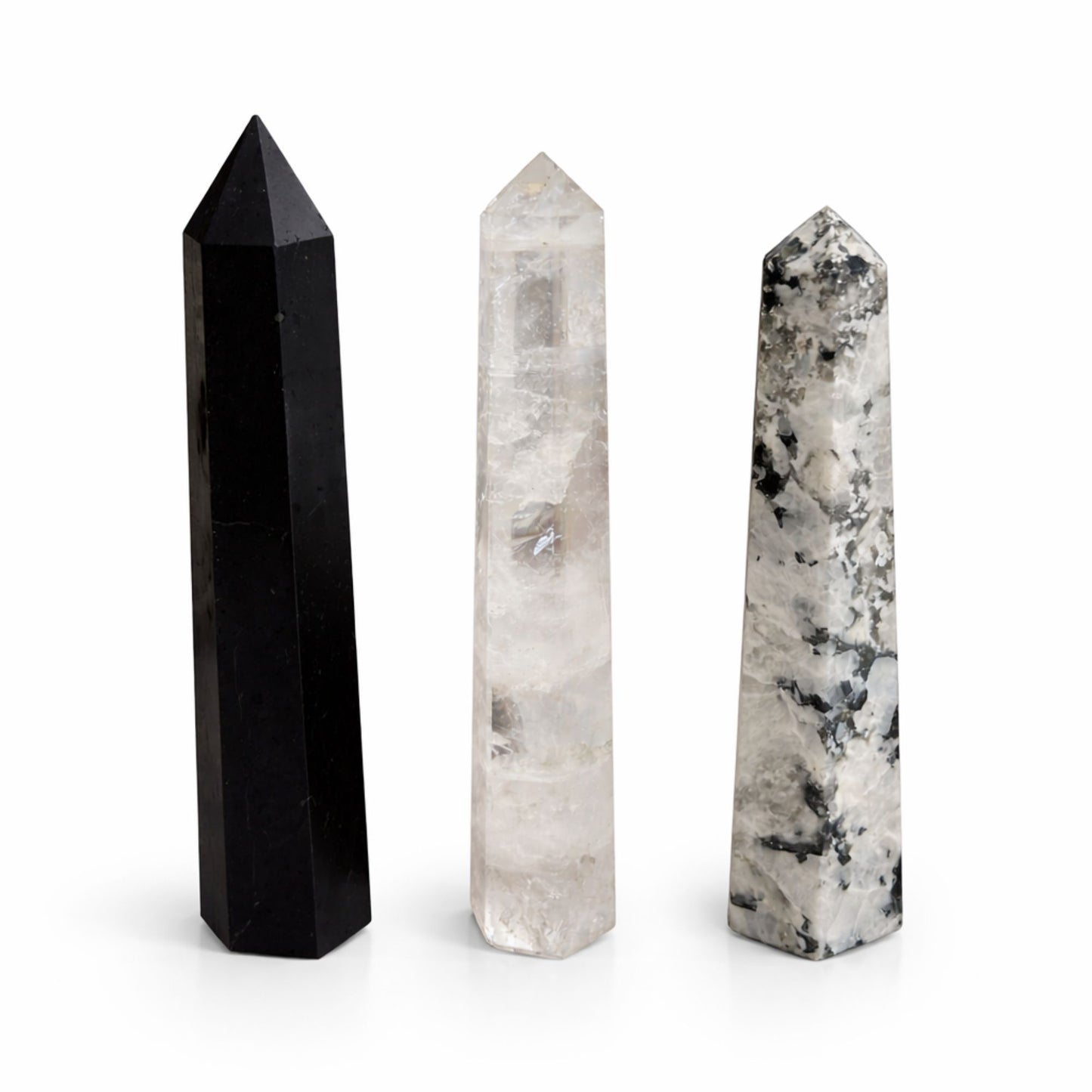 Black Tourmaline Gemstone Six Face Obelisk Point approx 17cm