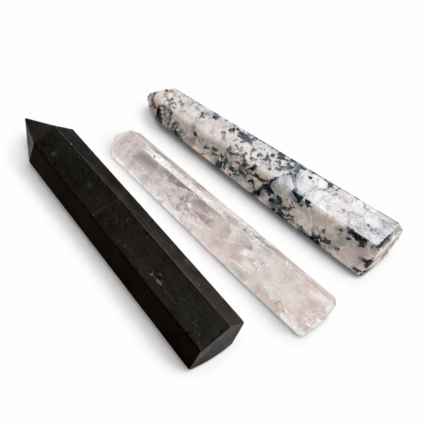 Black Tourmaline Gemstone Six Face Obelisk Point approx 17cm