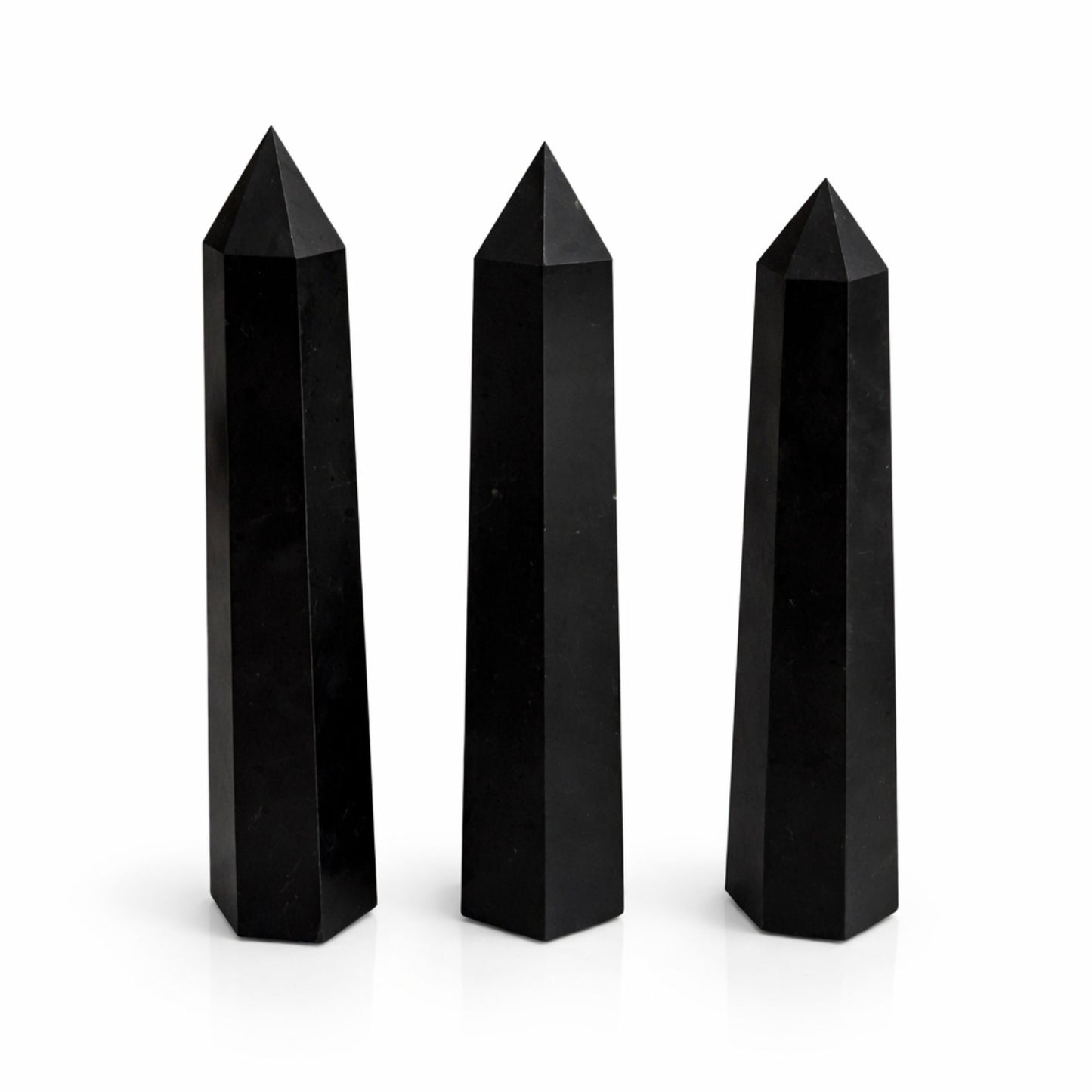 Black Tourmaline Gemstone Six Face Obelisk Point approx 17cm
