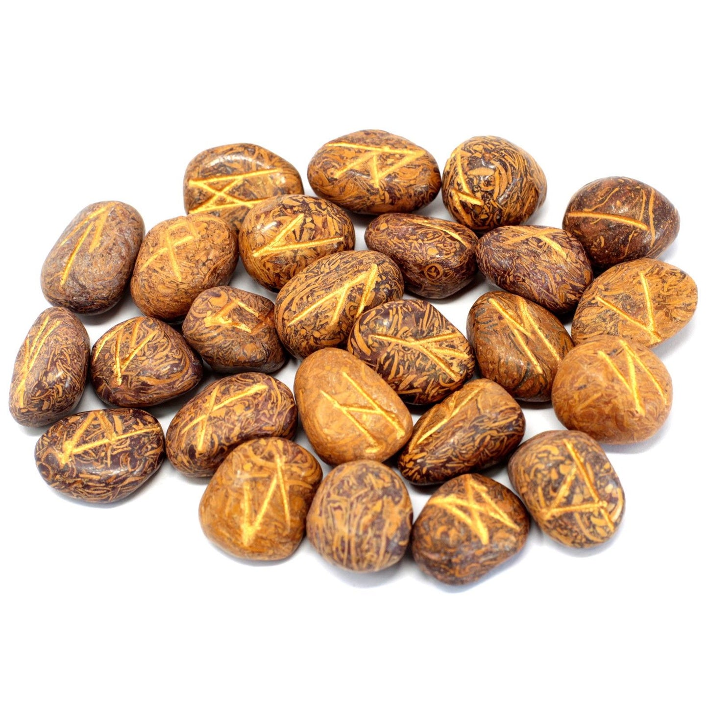 Snake Jasper Runes Stone Set in Pouch